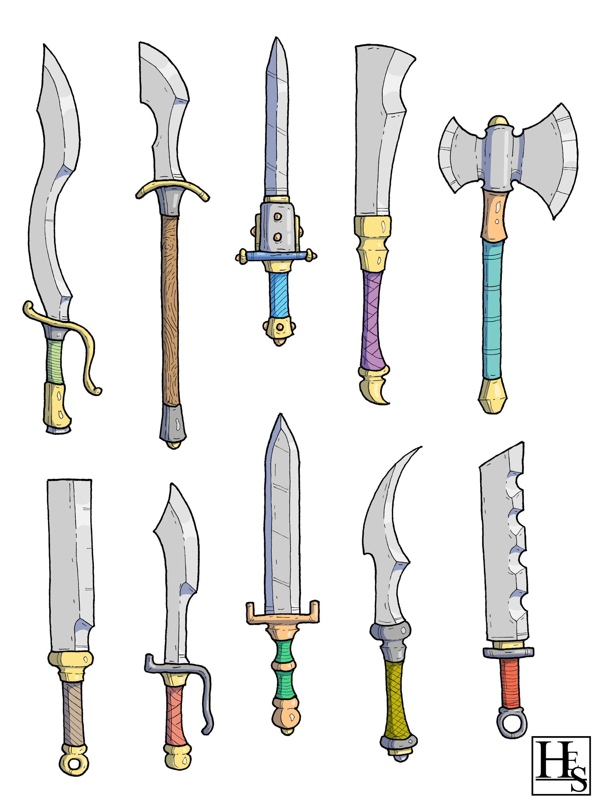 Hayden Stutz - Exotic Adventure Weapons Set, Weapon Doodles