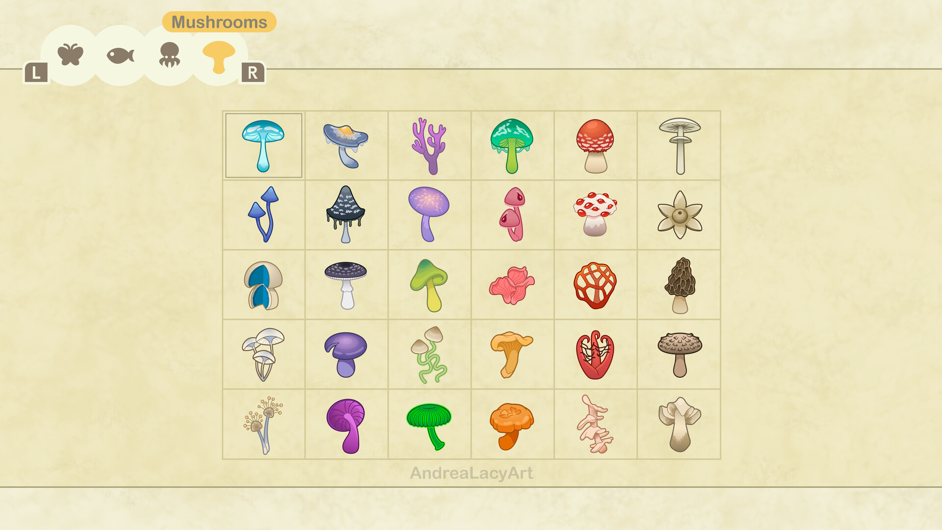 ArtStation ACNH Mushroom Catalogue