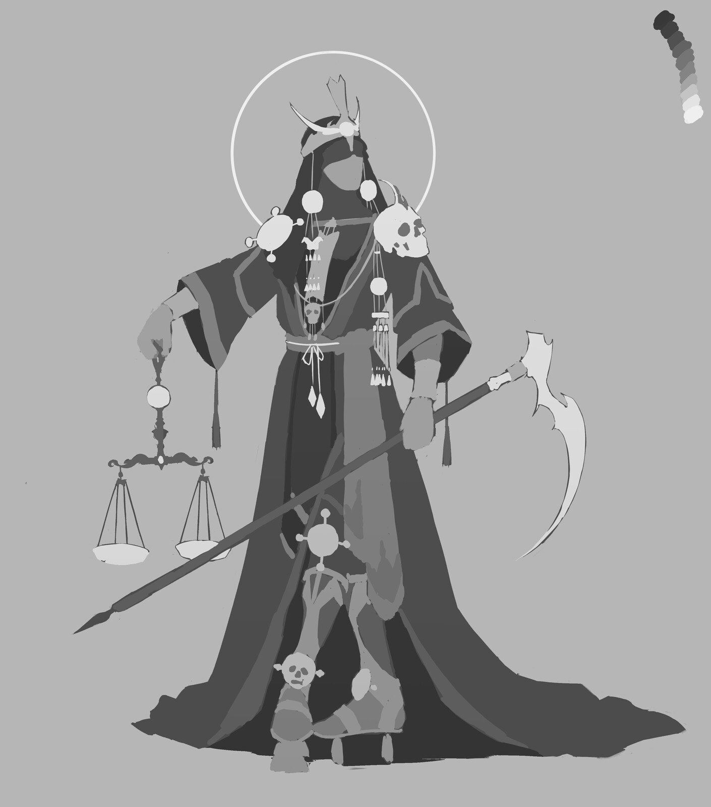Unfinished character design-the deity of death and justice
