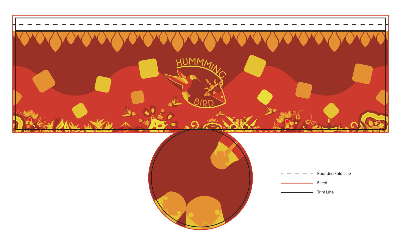 Hummming Bird: This was the second project for VC - 261. We had to create some brand friendly products for our food truck. So we had to create a series of flats, and use of templates product files that the flats come from.