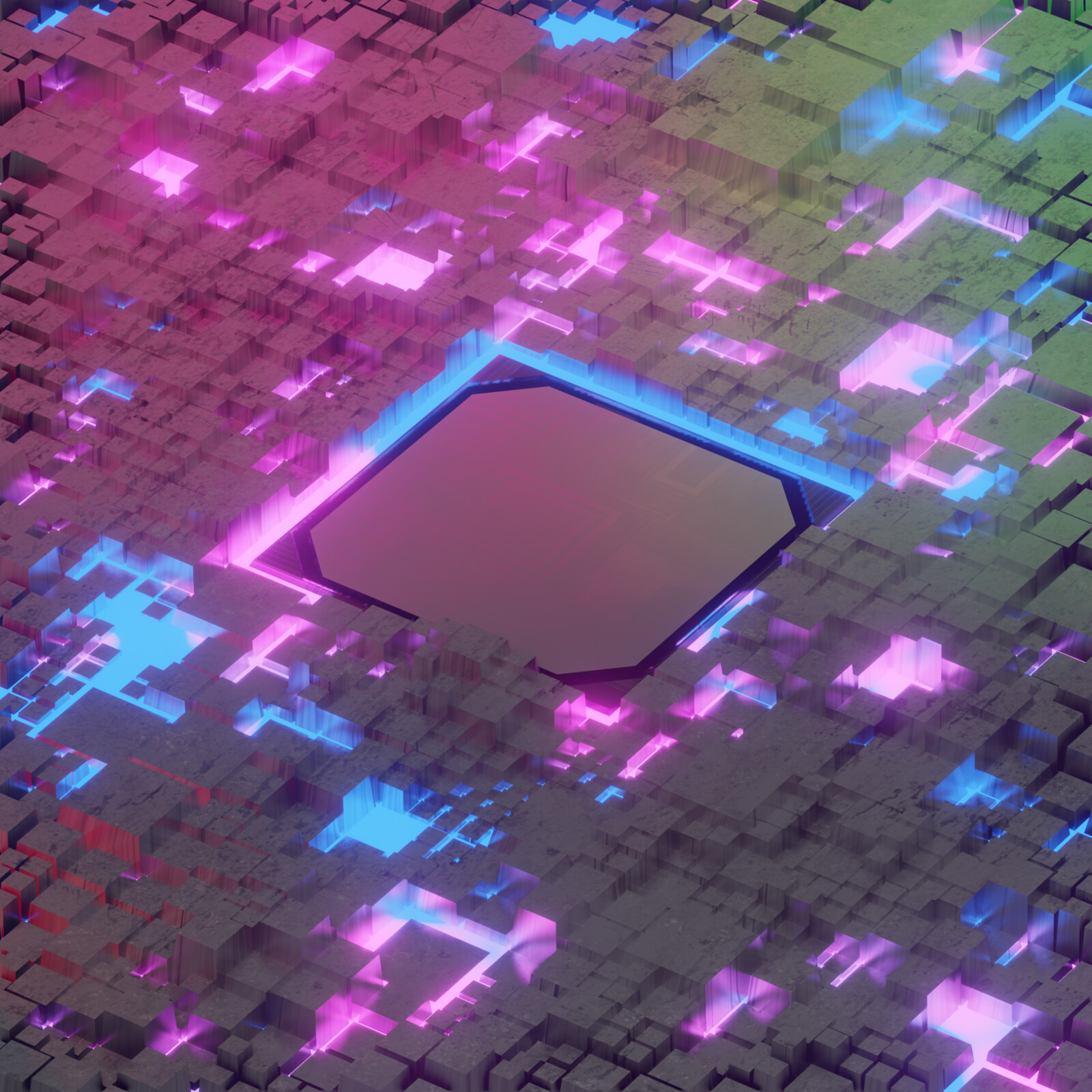 A futuristic computer chip.