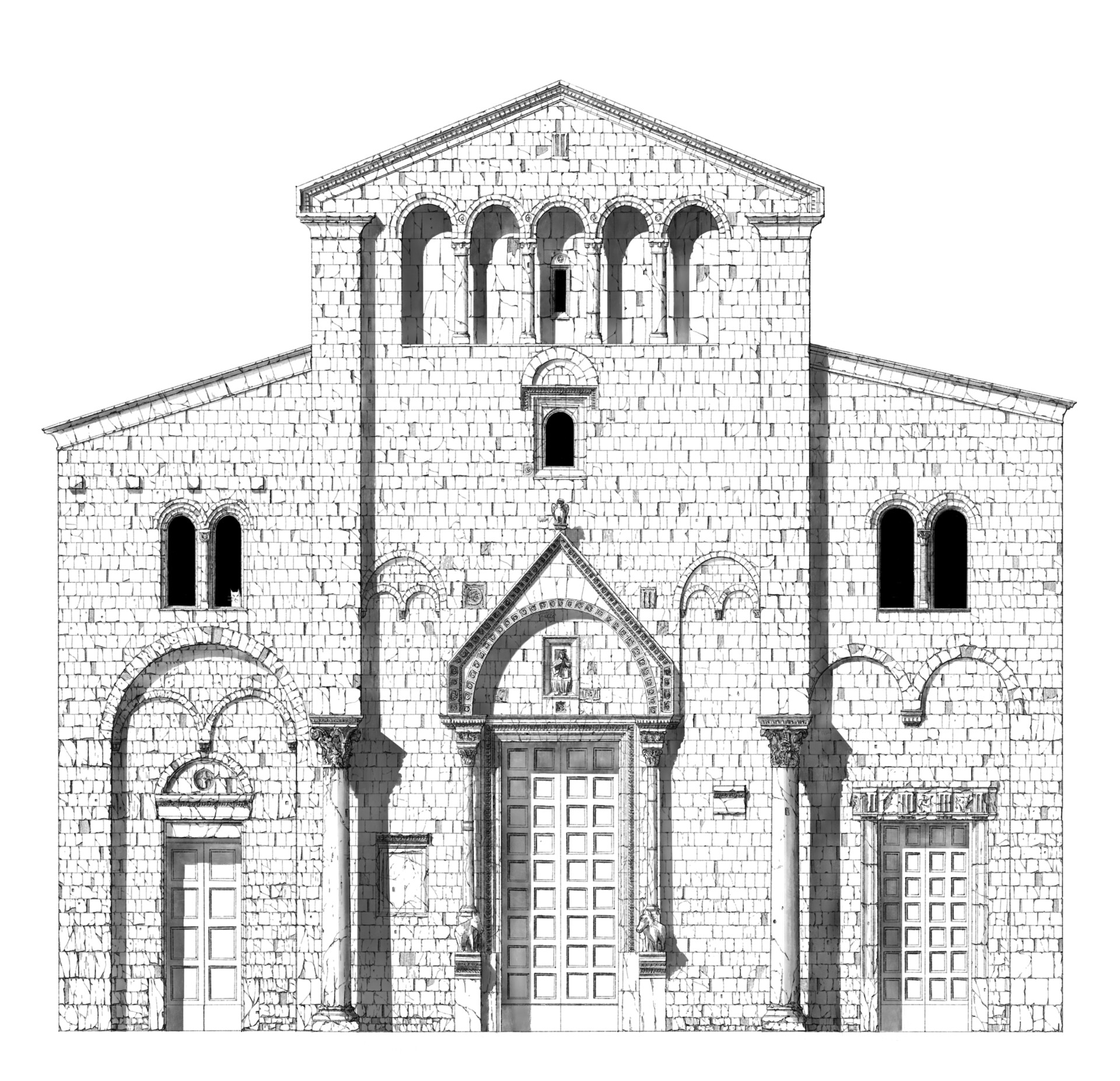 eggman - Handdrawn Lombard-Norman Romanesque Churchfront