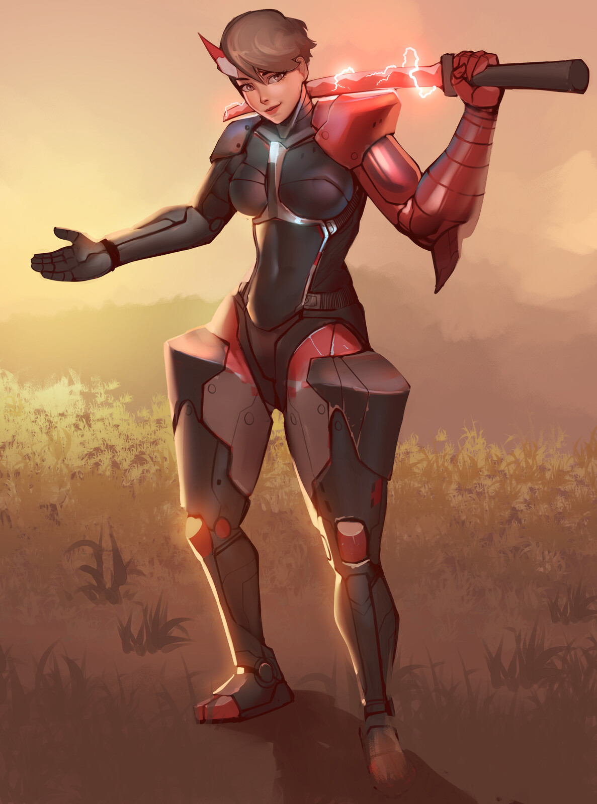 Black suit, red arm version