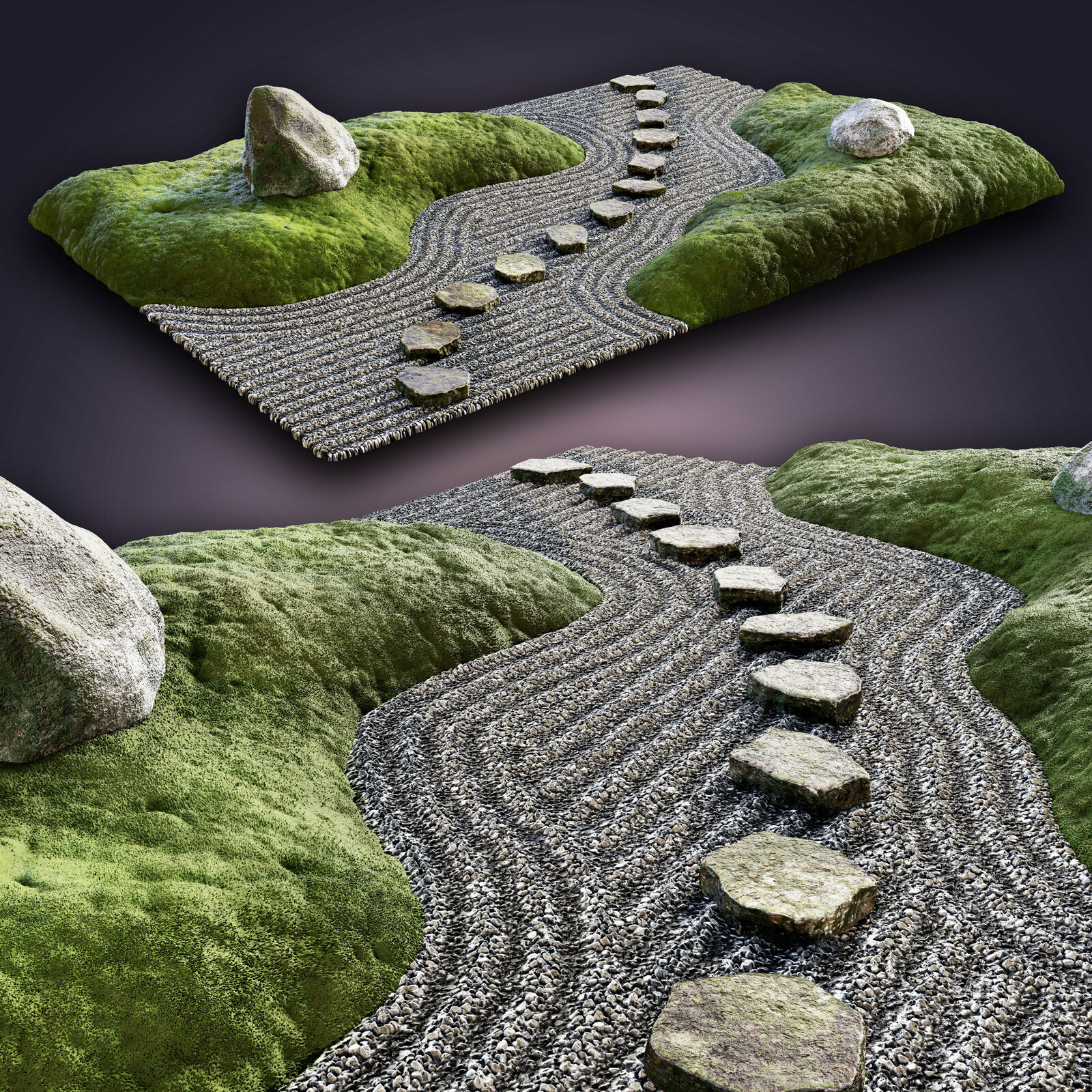 Japanese Rock (Zen) Garden 02 | Low Poly | PBR