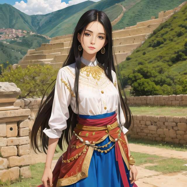 ArtStation - beautiful girl at incan terraces