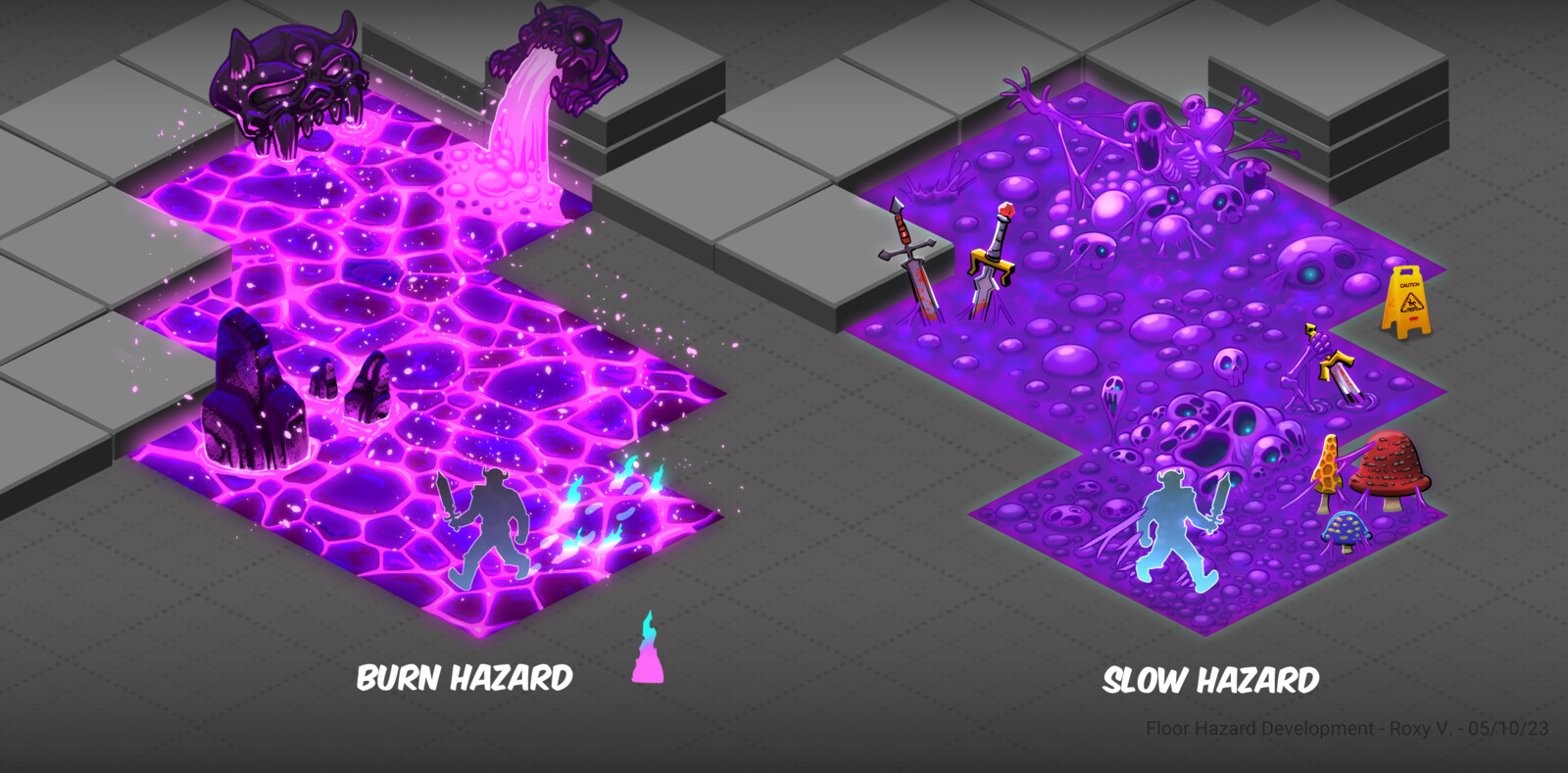 The two types of floor hazard in the game.