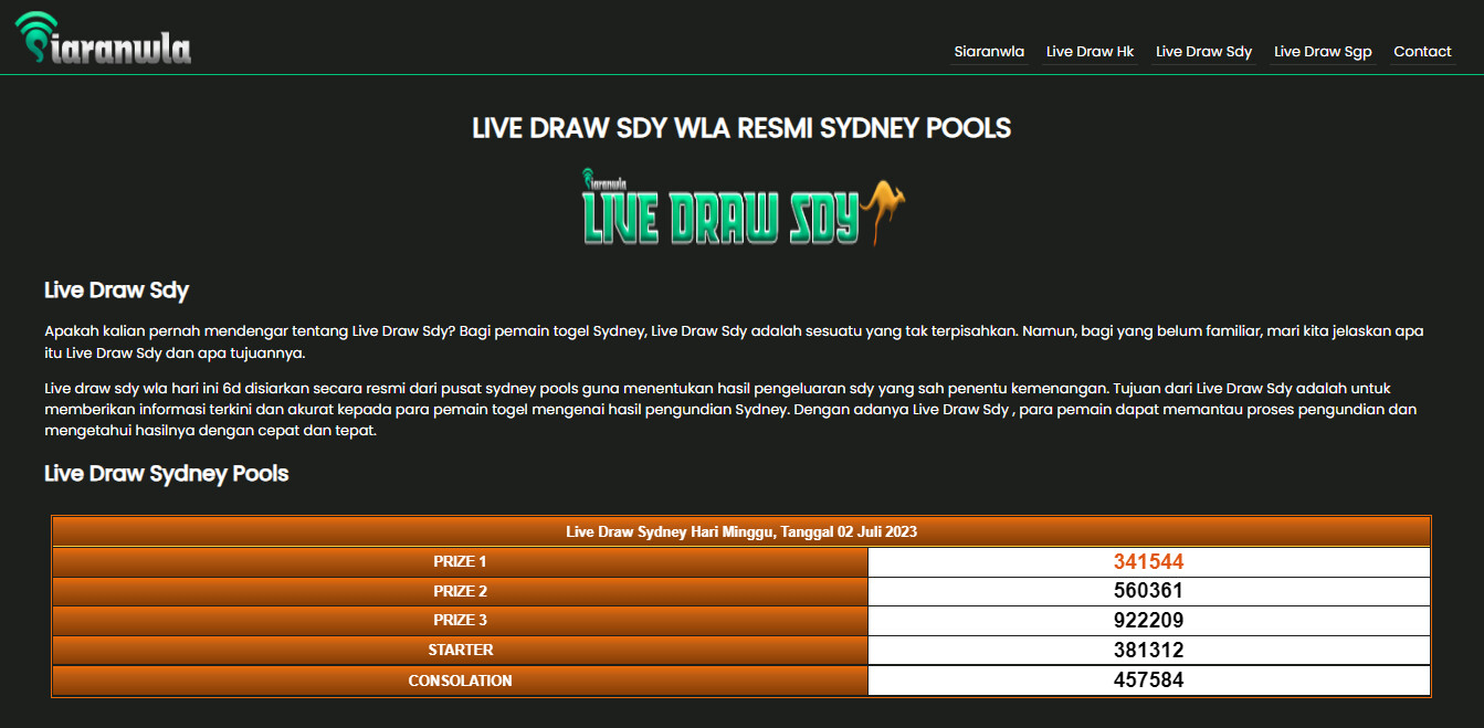 Live Draw Sdy WLA 6D 
https://siaranwla.com/live-draw-sdy-wla-resmi-sydney-pools/