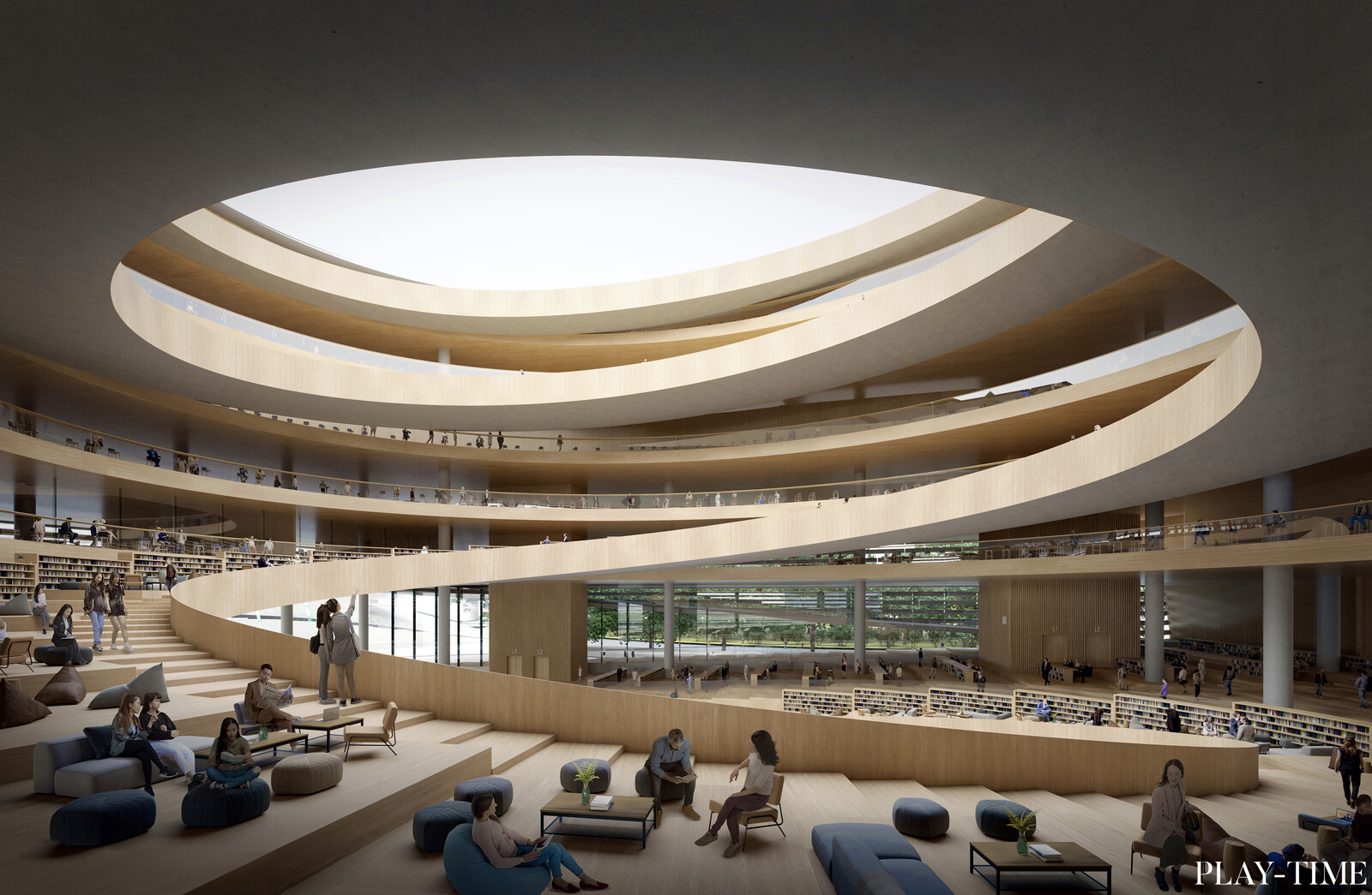 Wuhan Library designed by Cook Haffner Architecture Platform. Images by PLAY-TIME Barcelona.