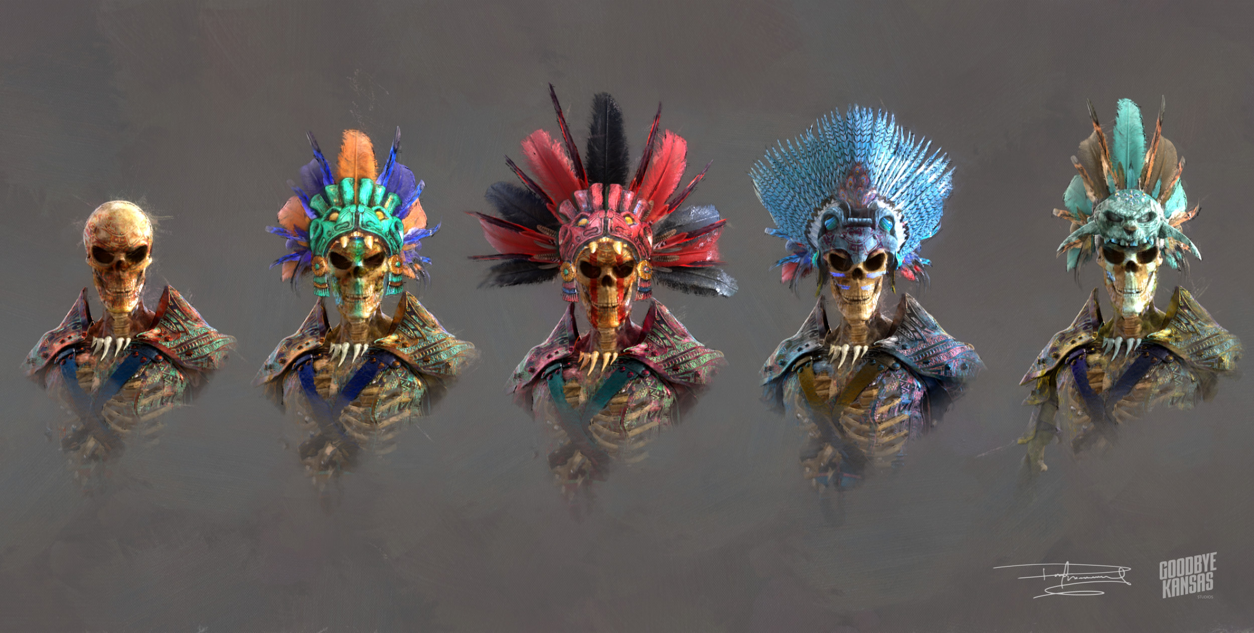 Undead Aztec Warrior Colour &amp; Headdress Variations 
