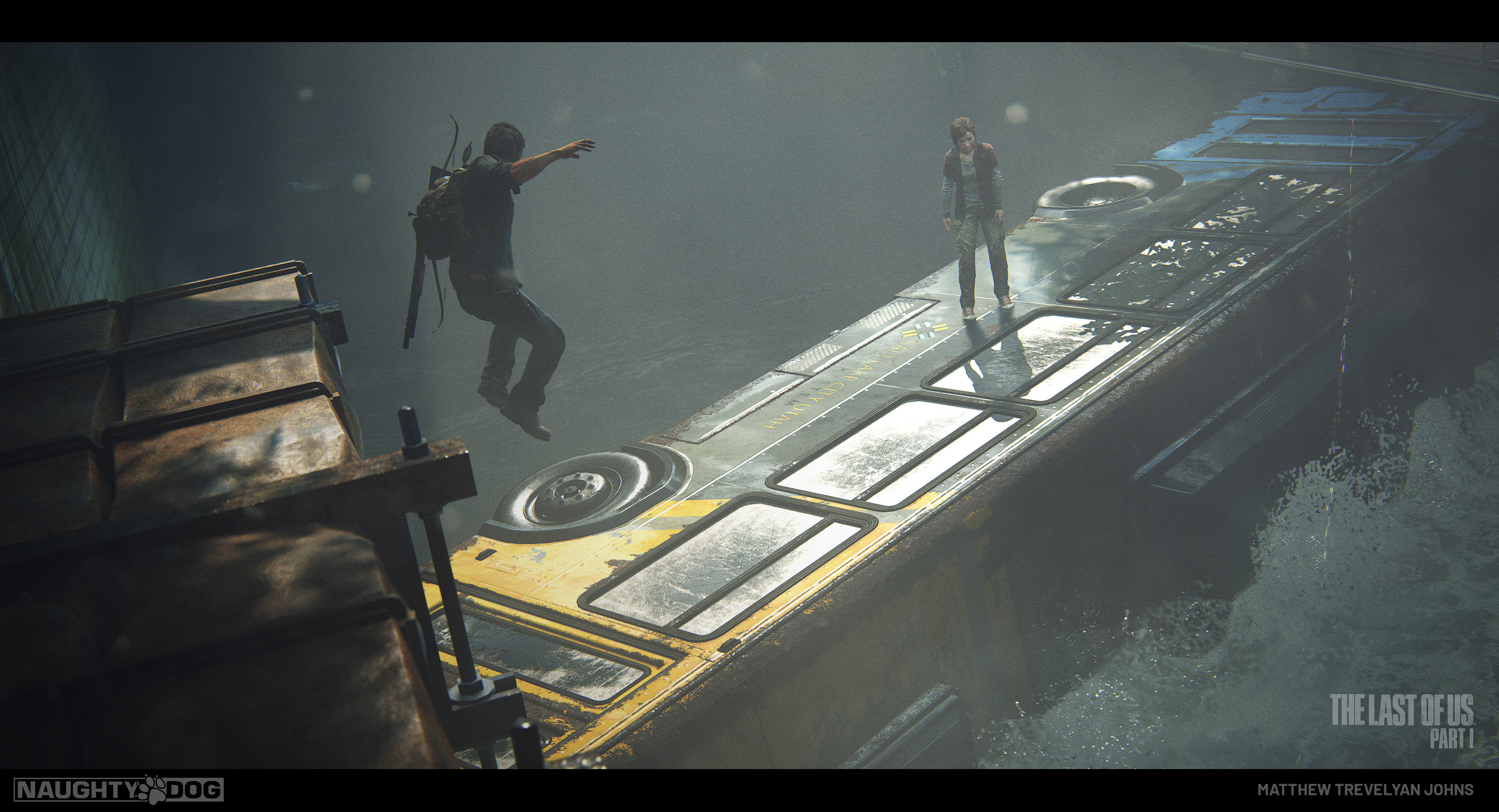 Technical artist Alex Rivera, handled the rigging and skinning, whilst I mainly focused on the appearance of the bus itself, I'd modelled it previously and so most of the work was on the unique shader setups for this dynamic series of events
