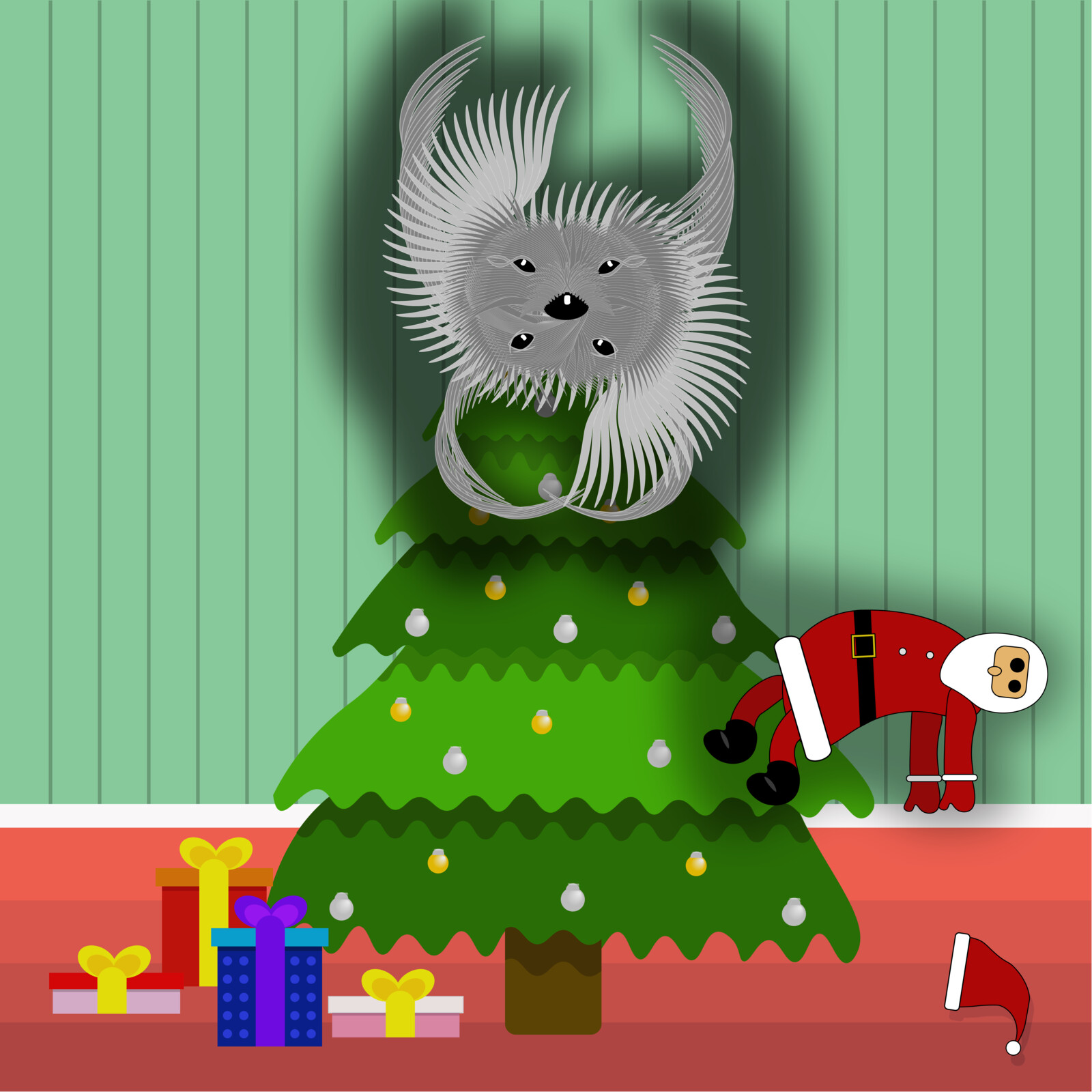 Biblically accurate angel adoring a Christmas tree