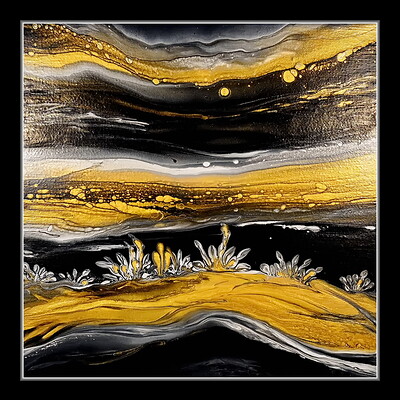 ArtStation - Black and White acrylic pour painting ~ Acrylic pouring with  Split cup