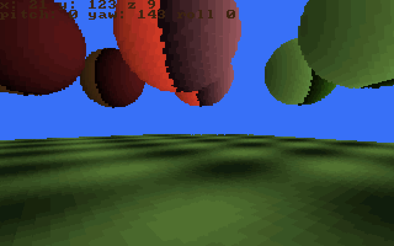Another test scene with some programmatically generated spheres, showcasing voxel-over-voxel.
