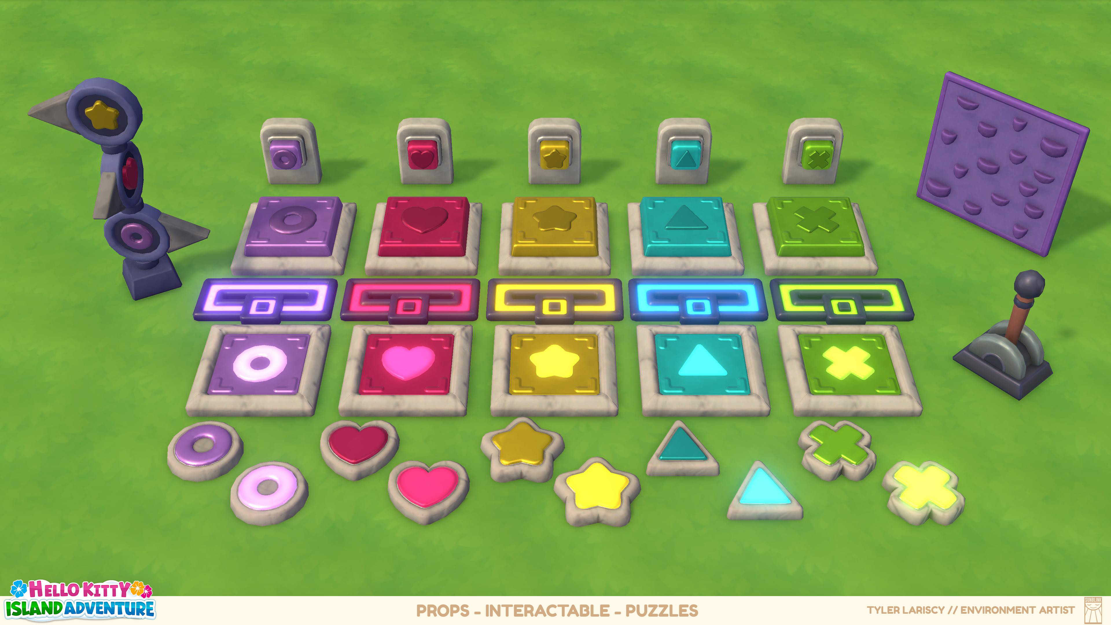Interactable assets utilized by the Designers on the game to create a wide range of puzzles.