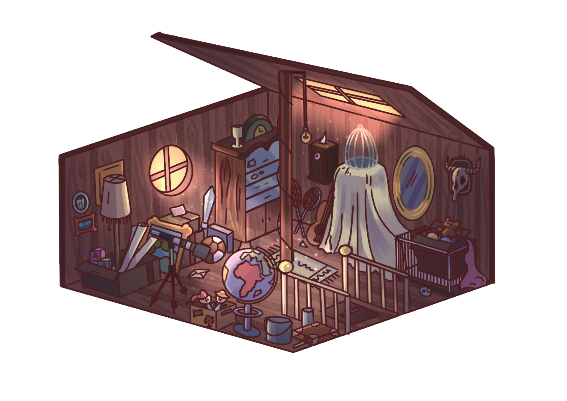 ArtStation - Treasured (attic) Level Design+ Prop Designs