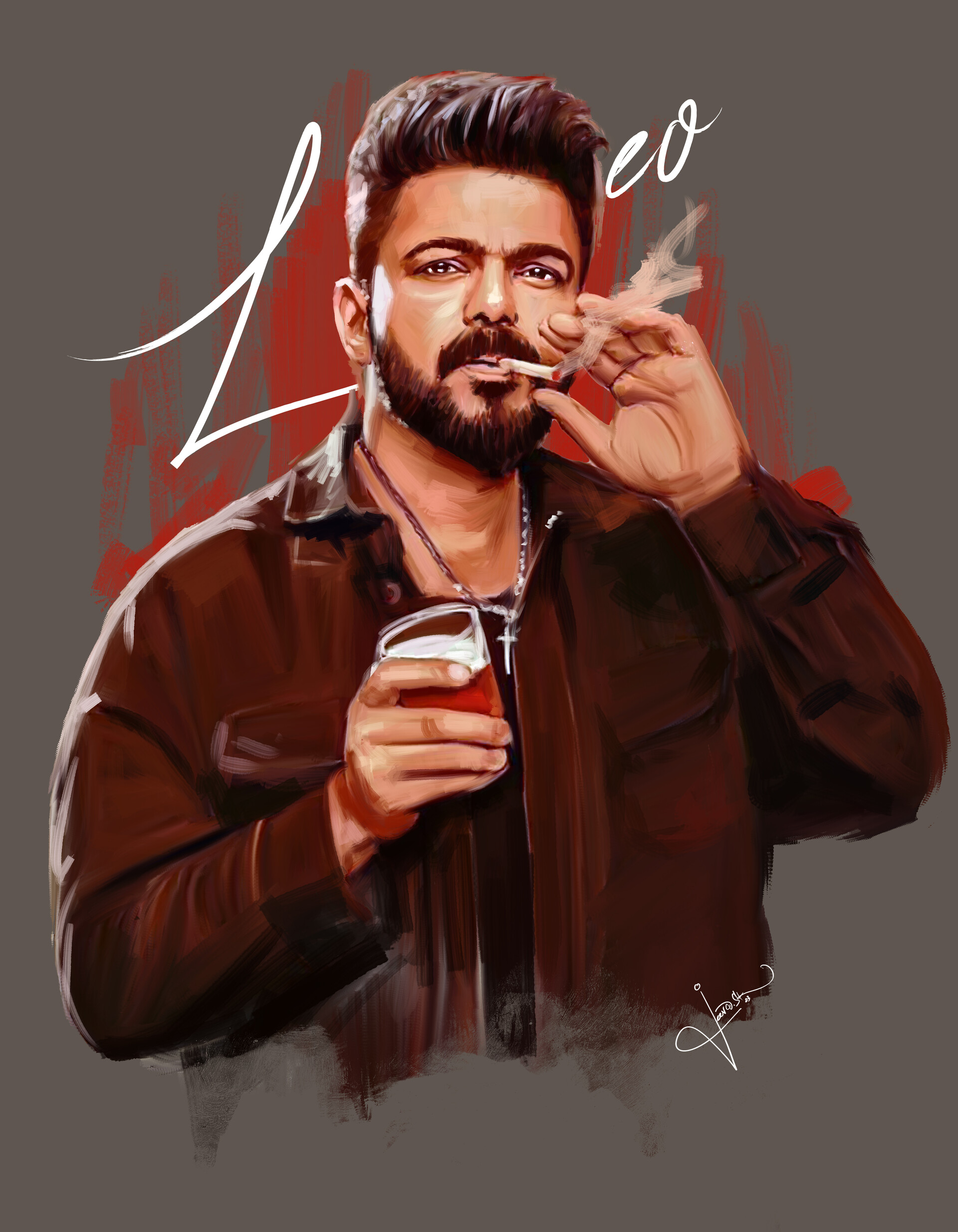 Artstation leo thalapathy vijay painting 2023