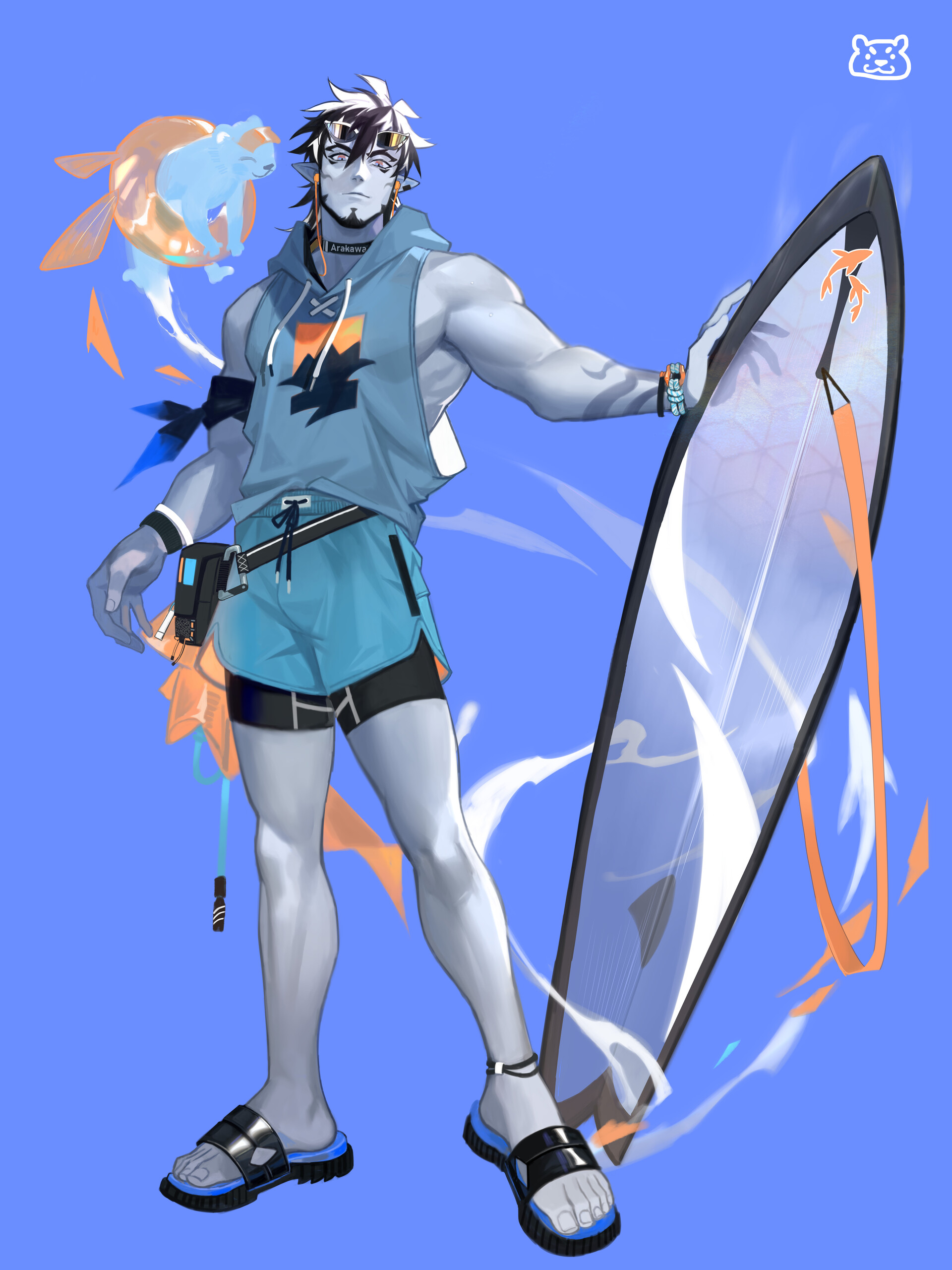 ArtStation - 决战平安京皮肤设计-荒川之主夏之风「酷浪尾波」