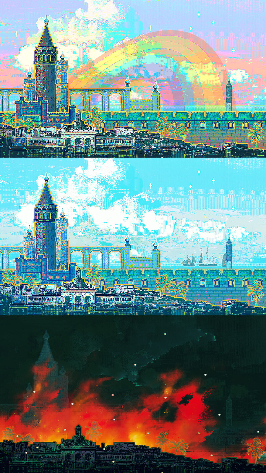 Pixel Background Art for GMTK Game Jam 2023 Entry “Let The Bullets Fly” 