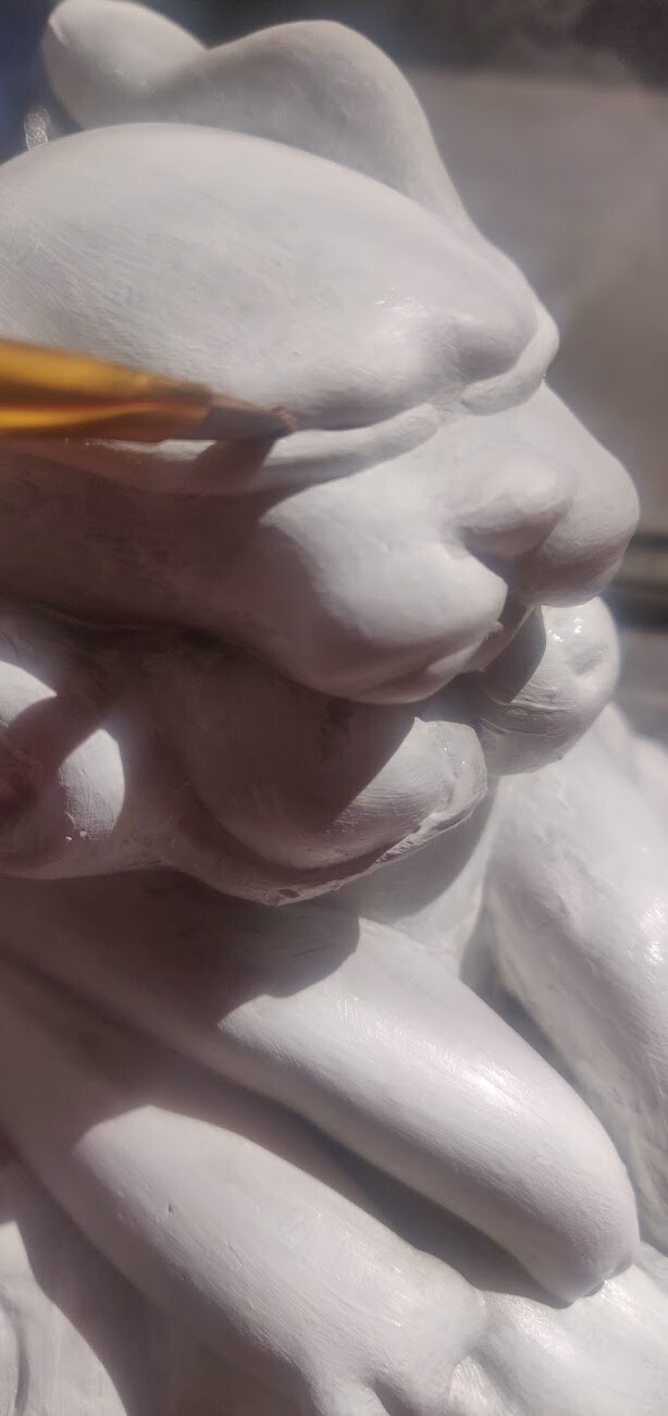 The 3D printed statue is then painted