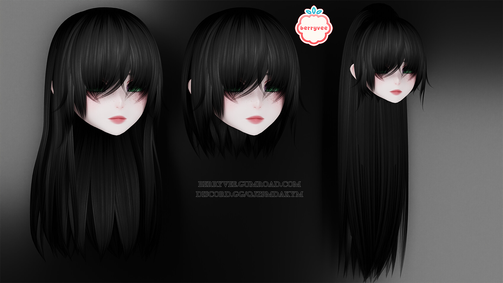 Artstation edgy hair pack 3d hair assets vrchat 