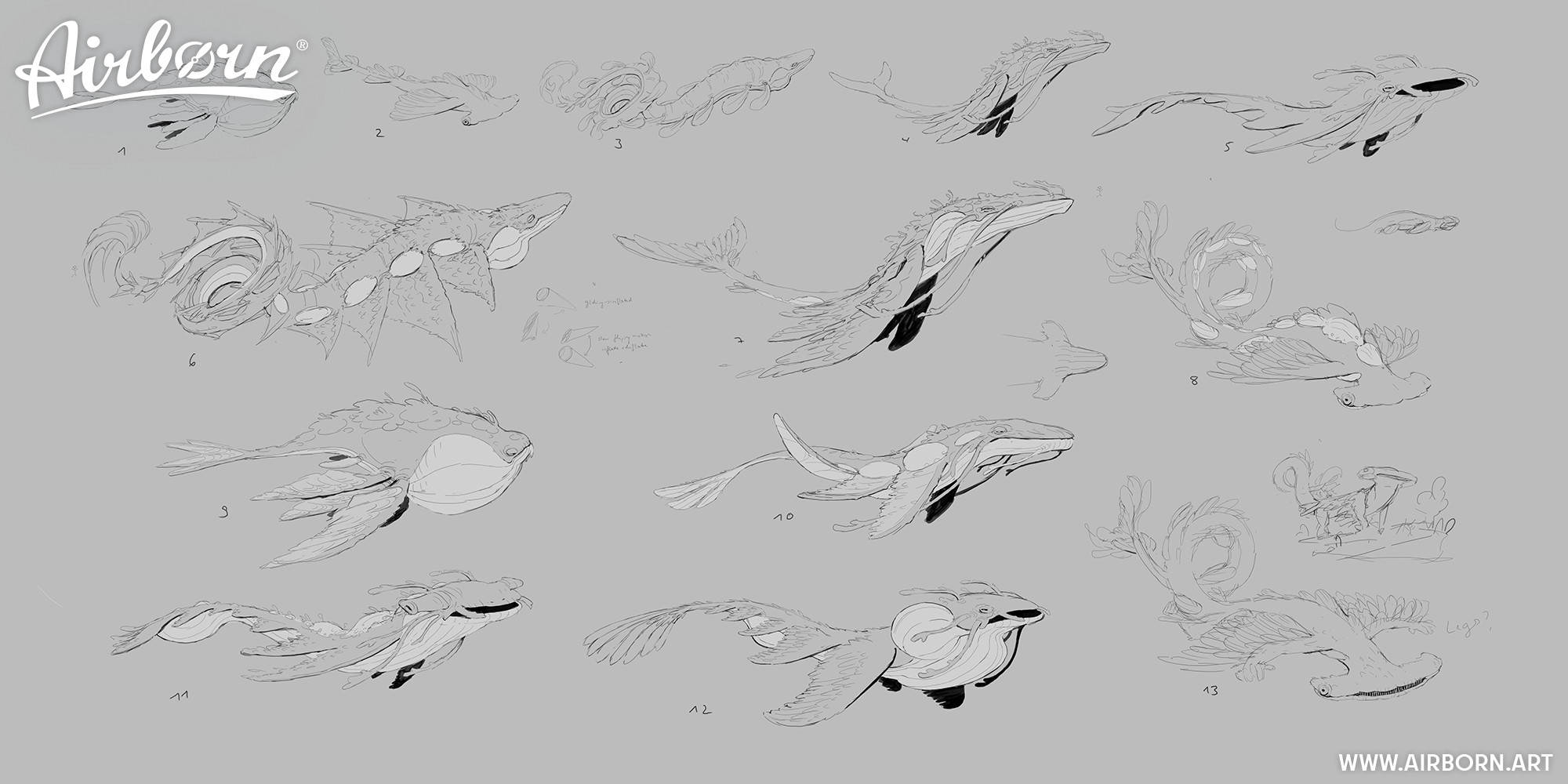 Giant Airwhale Concept Explorations by Johannes Figlhuber