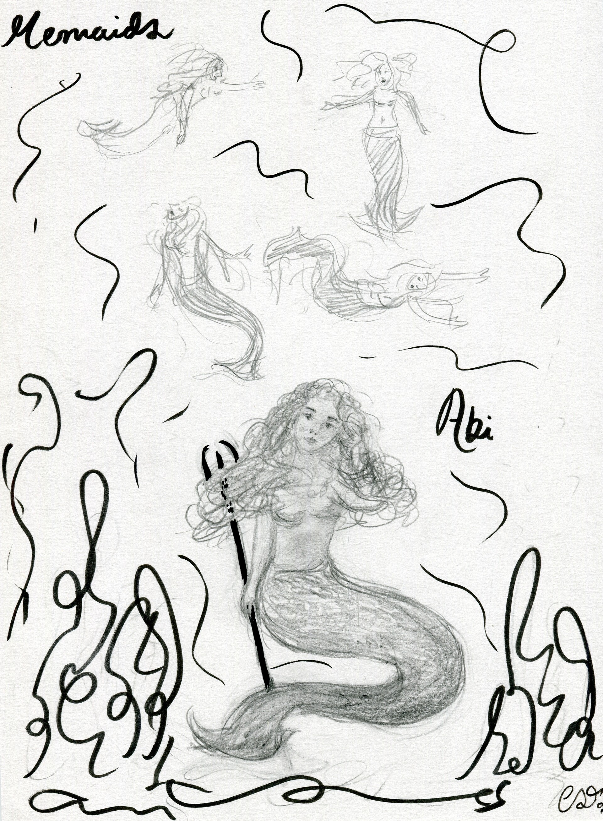 ArtStation - Birthday mermaid sketches