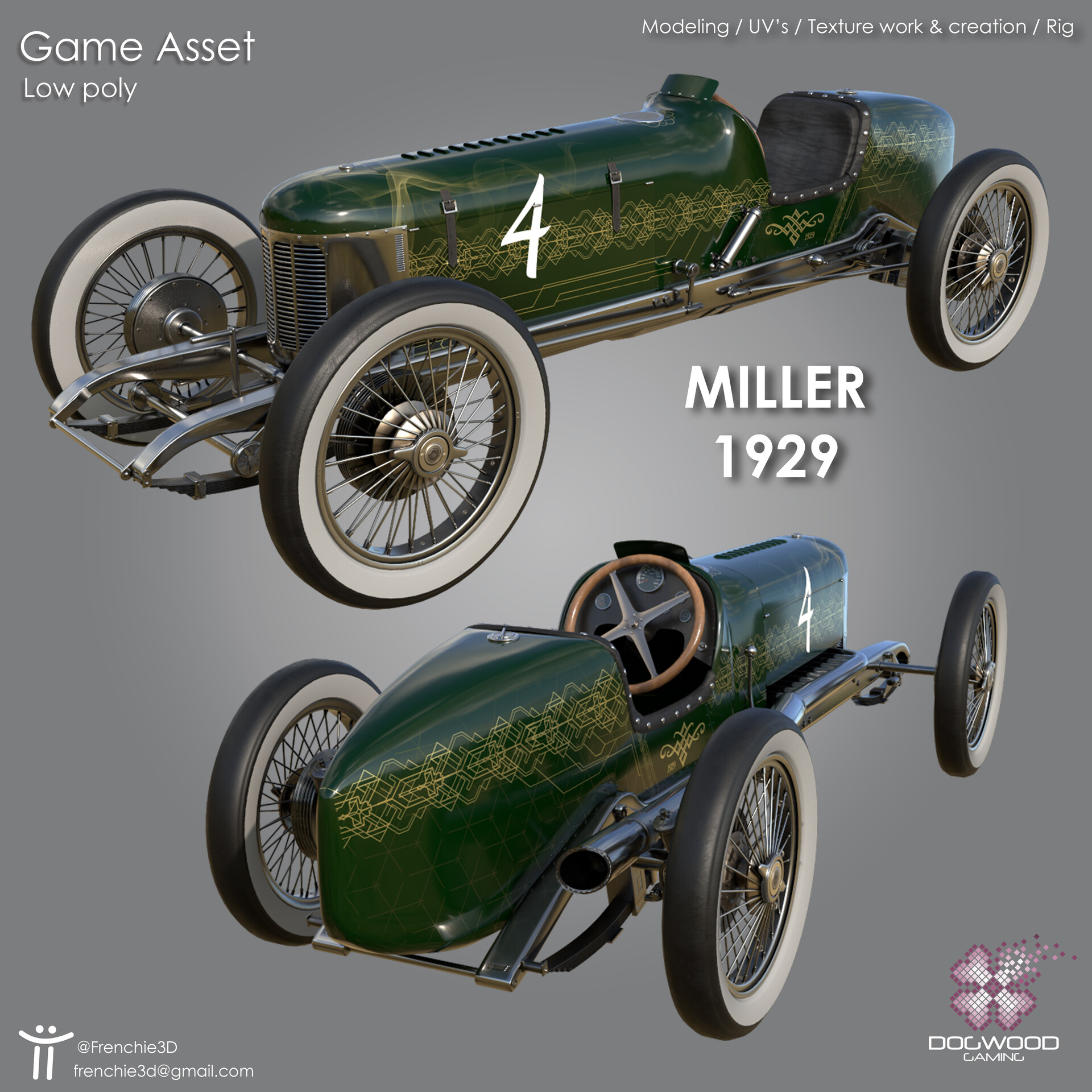 ArtStation - MILLER 1929 RACE CAR GAME ASSET STYLE 2