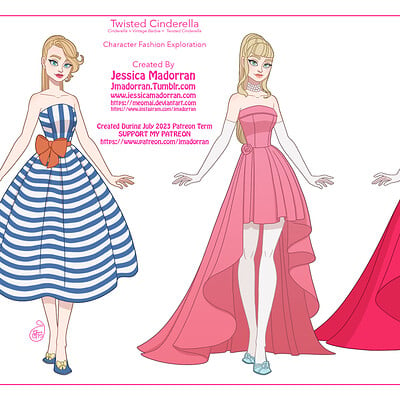 Jessica madorran patreon july 2023 twisted cinderella vintage barbie fashion exploration artstation