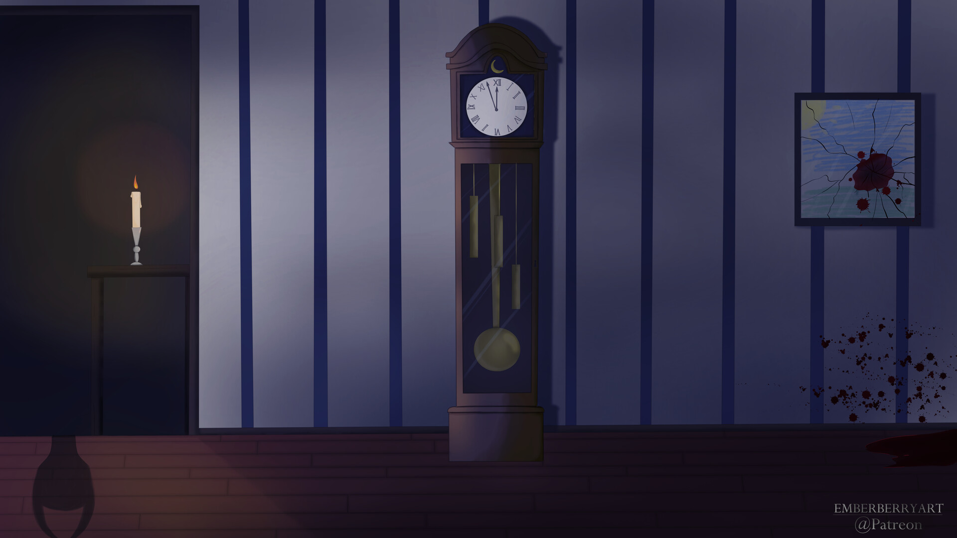 midnight grandfather clock