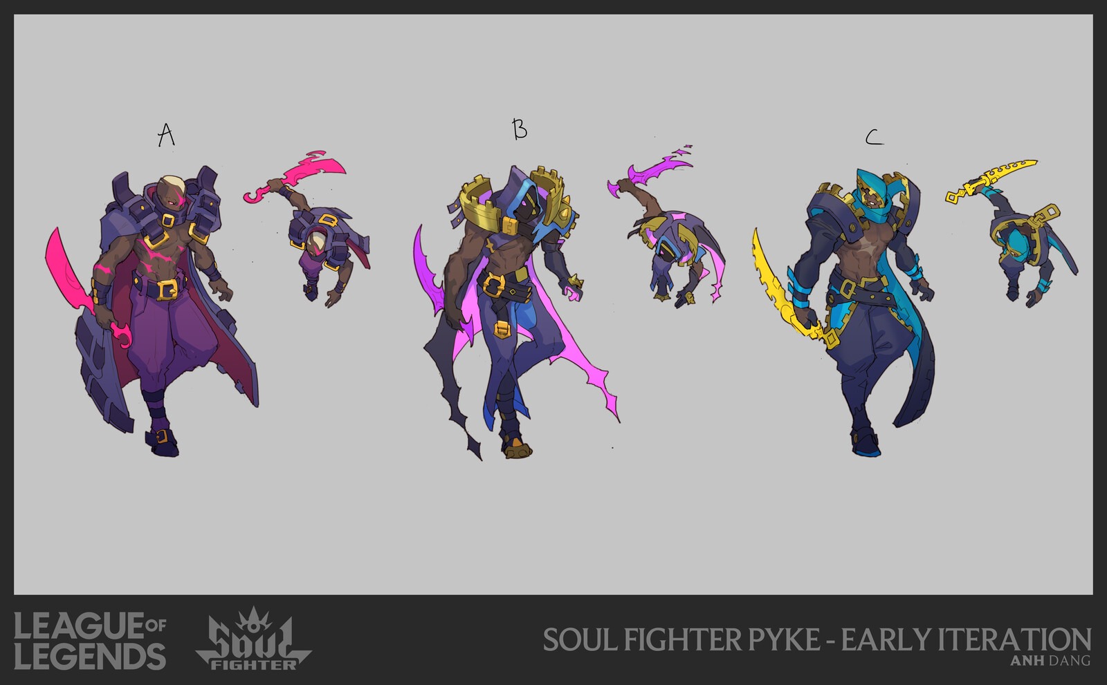 There were a lot of ideas with zipper pyke and buckle pyke, in the end we got both.