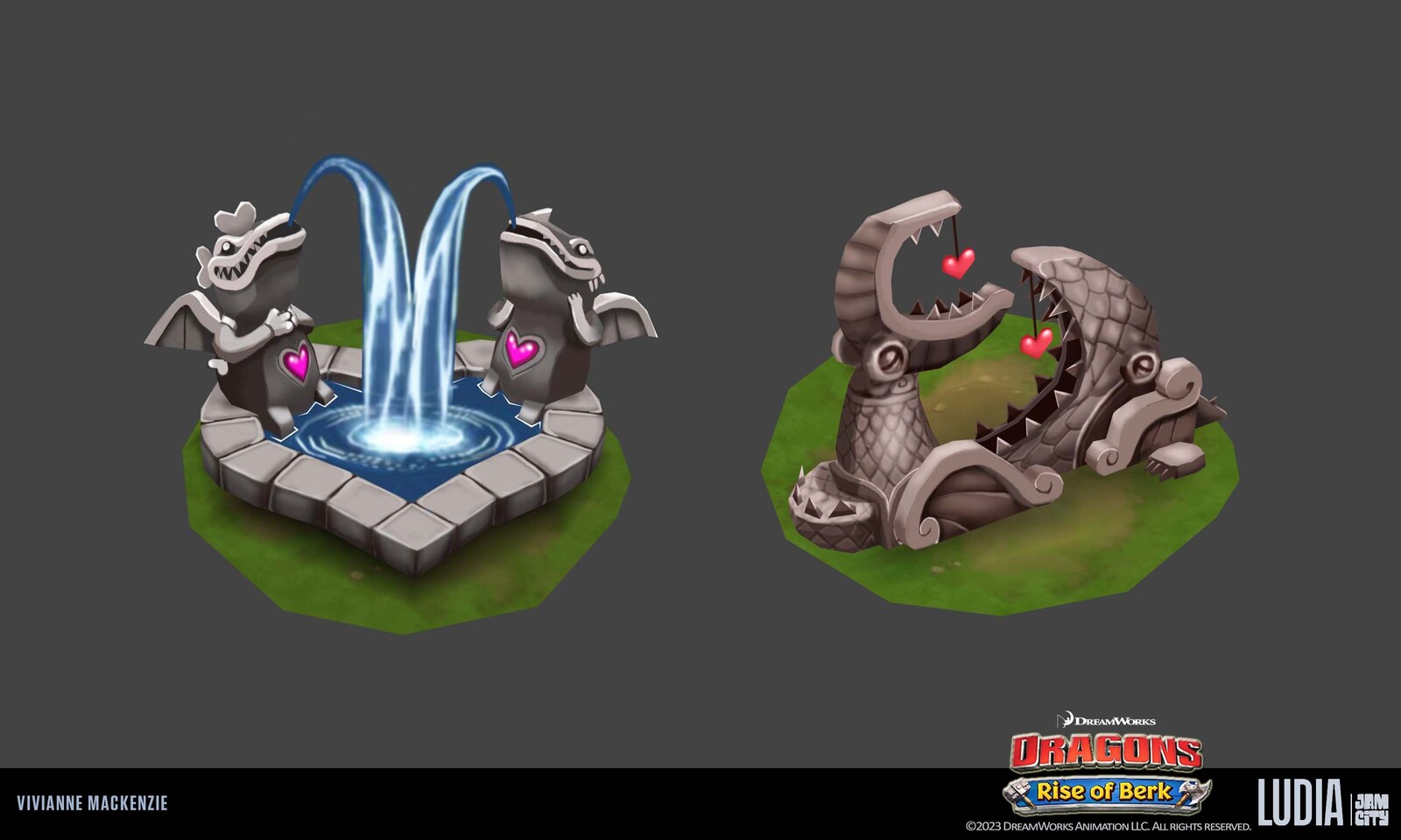 Dragon statues on berk 