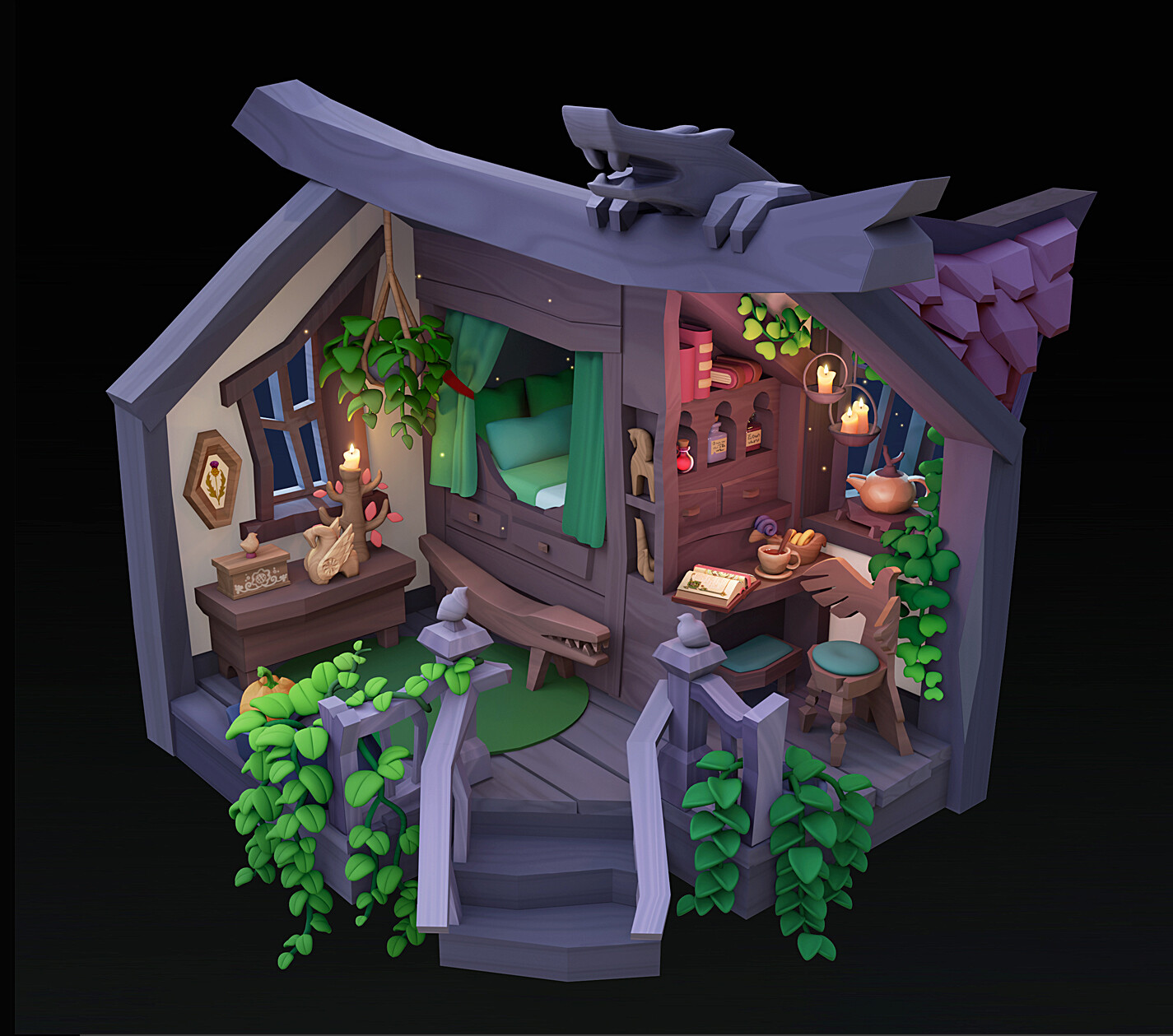 color scene in a blender without post-processing