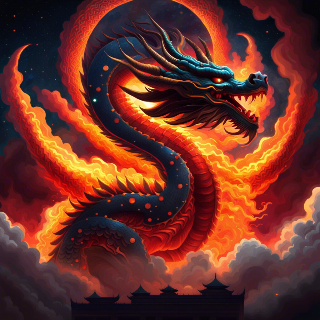 ArtStation - Chinese dragons in the sky