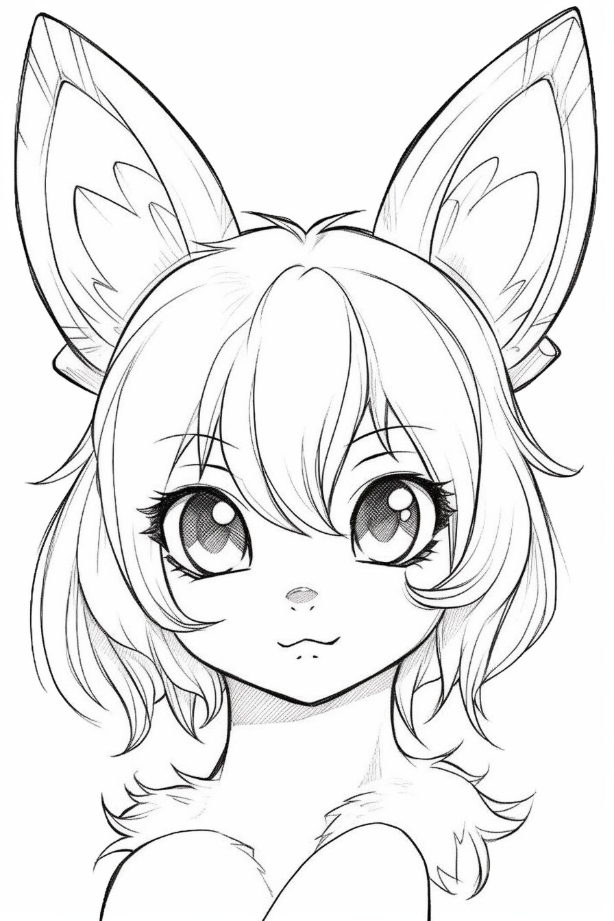 Cute Anime Girl coloring page - Download, Print or Color Online for Free