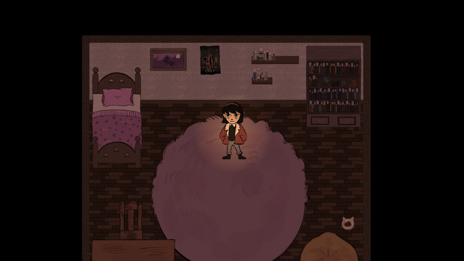 Kat, the main character, in her room