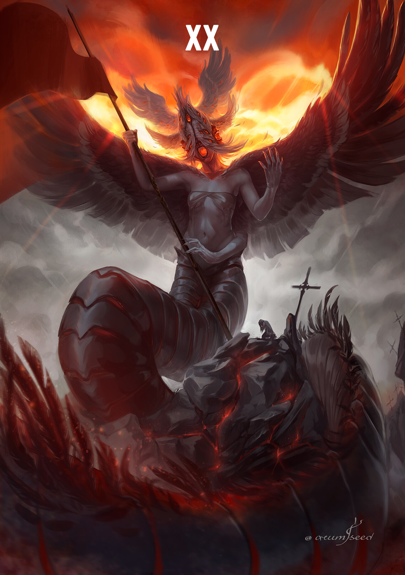 ArtStation Judgement (XX) Tarot Card + Biblical Angel