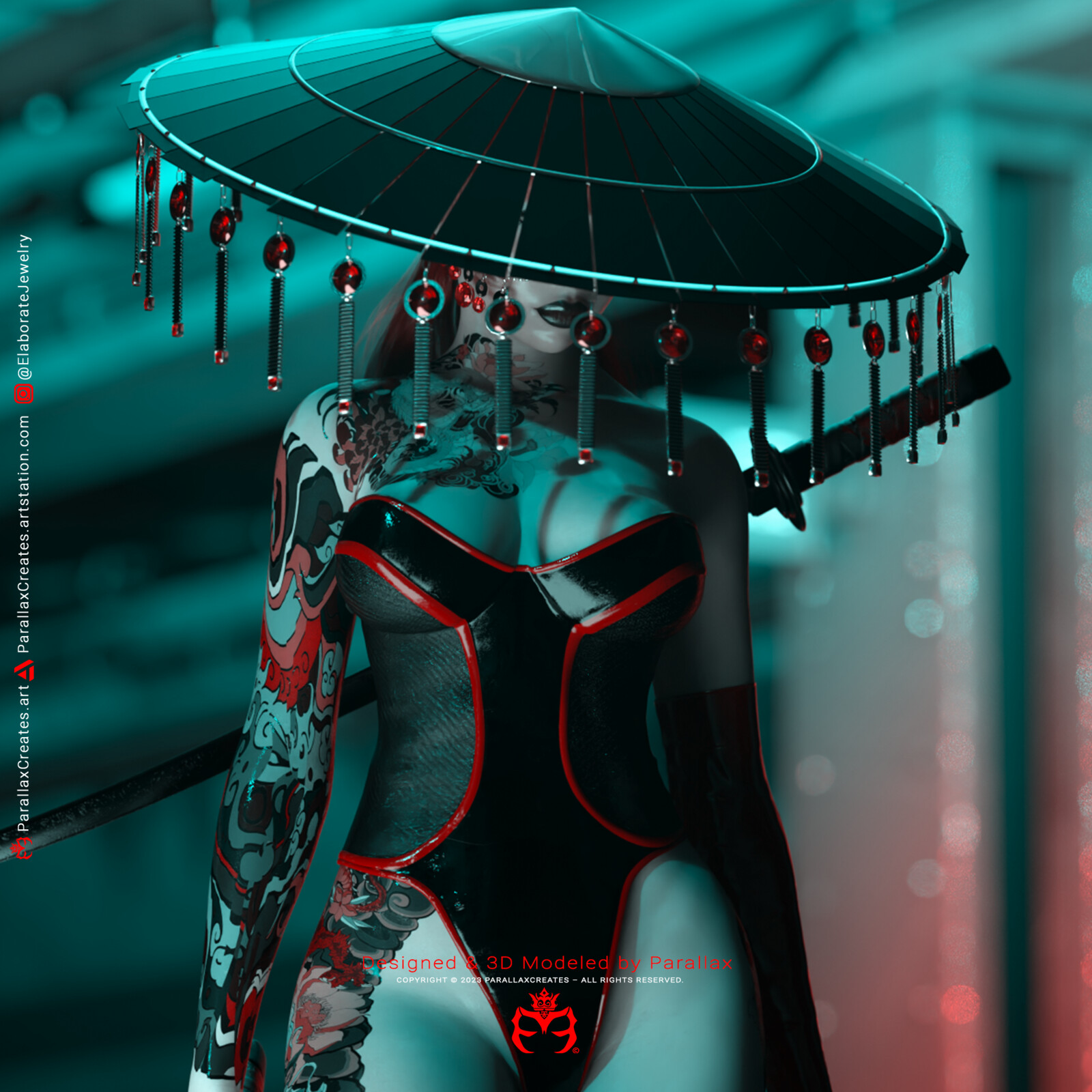 Fully Rigged 3D Samurai Hat by ParallaxCreates