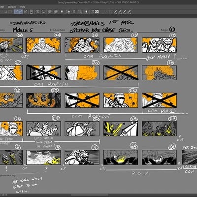 Personal Project W.I.P. - Speeder Bike Chase Sequence - Thumbnails - Animatics/Previs
