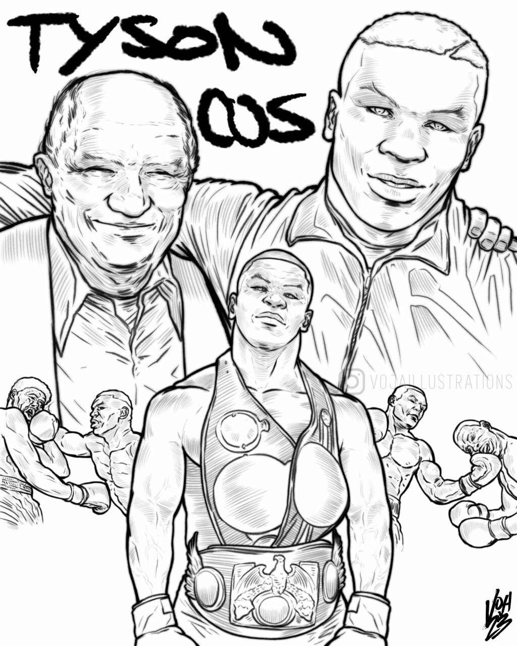 ArtStation - Molding a Champion: Mike Tyson \u0026 Cus D'Amato Fan Art, image size:1024x1280
