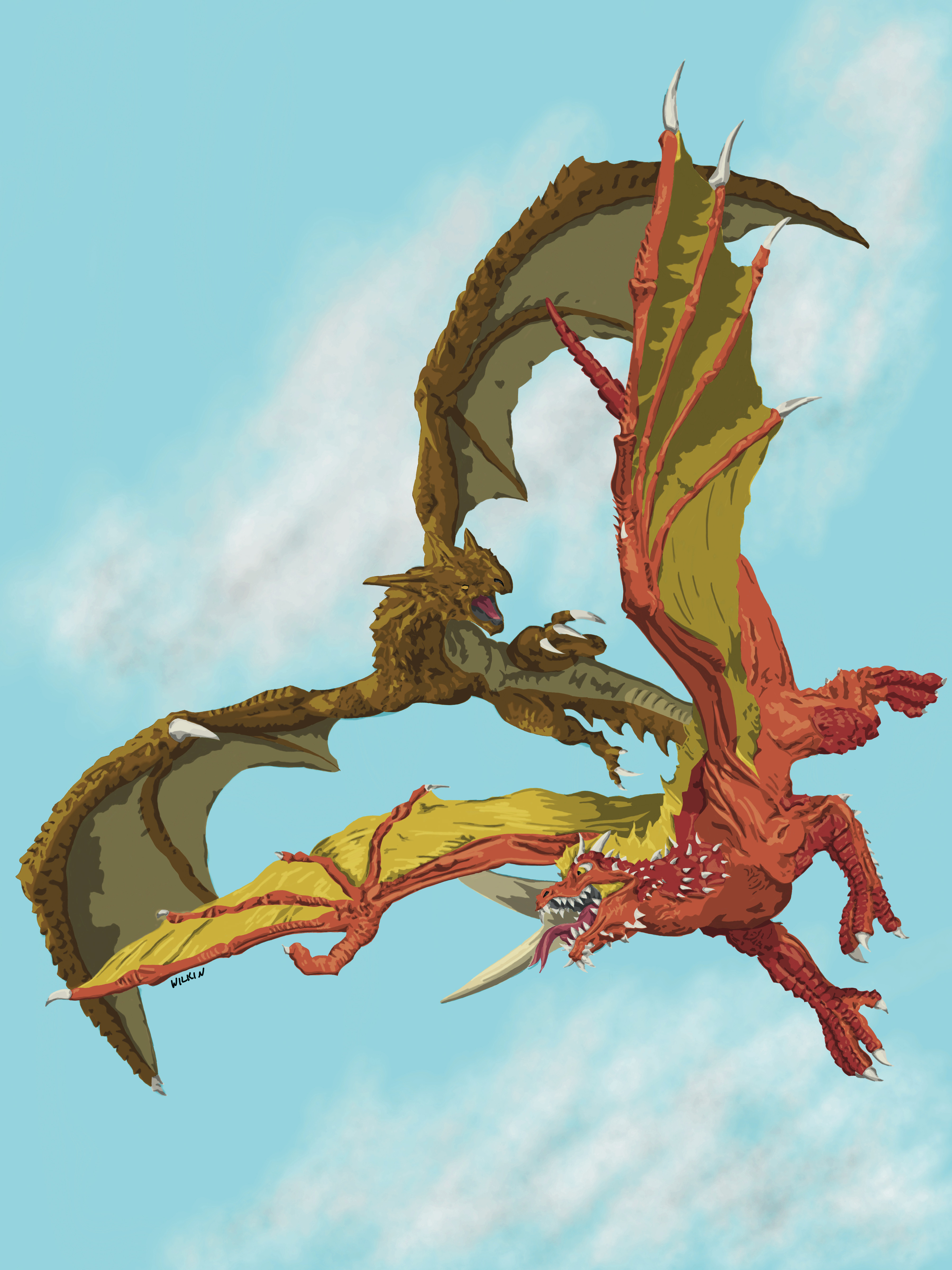 Two Dragons in an Aerial Battle.