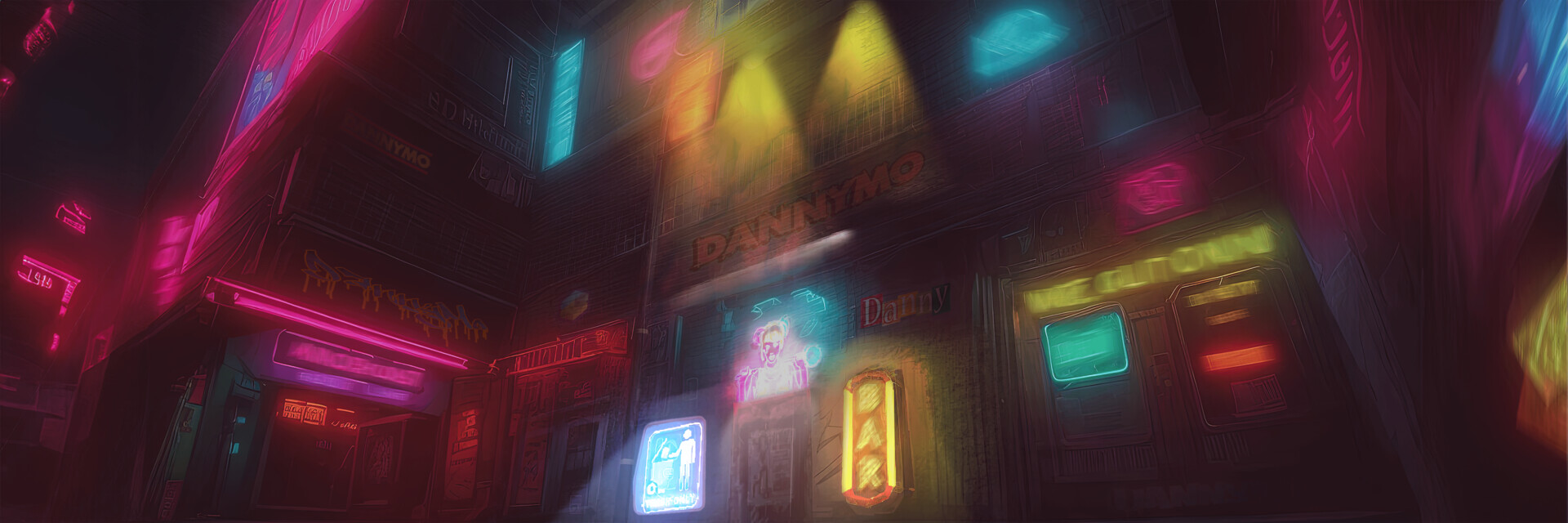 ArtStation - Nighttime Neon Back alley