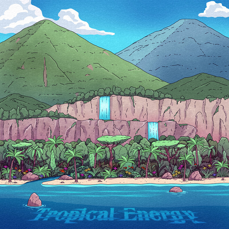 Cartoon Album Cover Art Illustration - Tropical Energy