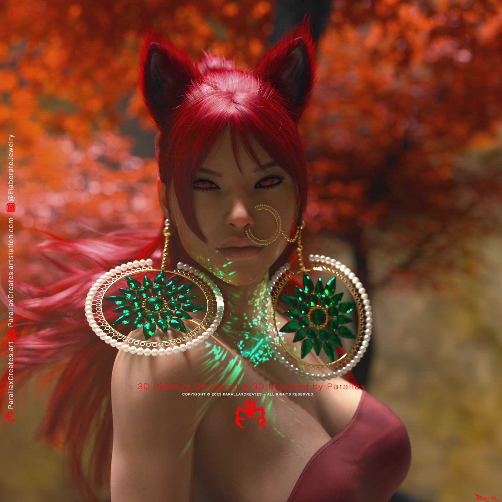 Red Fox - 3D Jewelry by ParallaxCreates