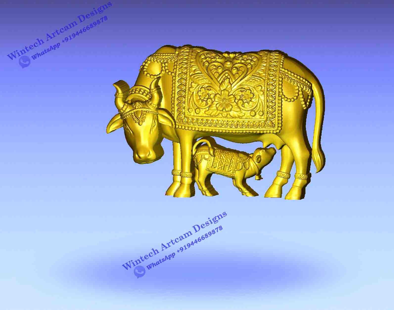 Krishnaa cnc cow 3d artcam design