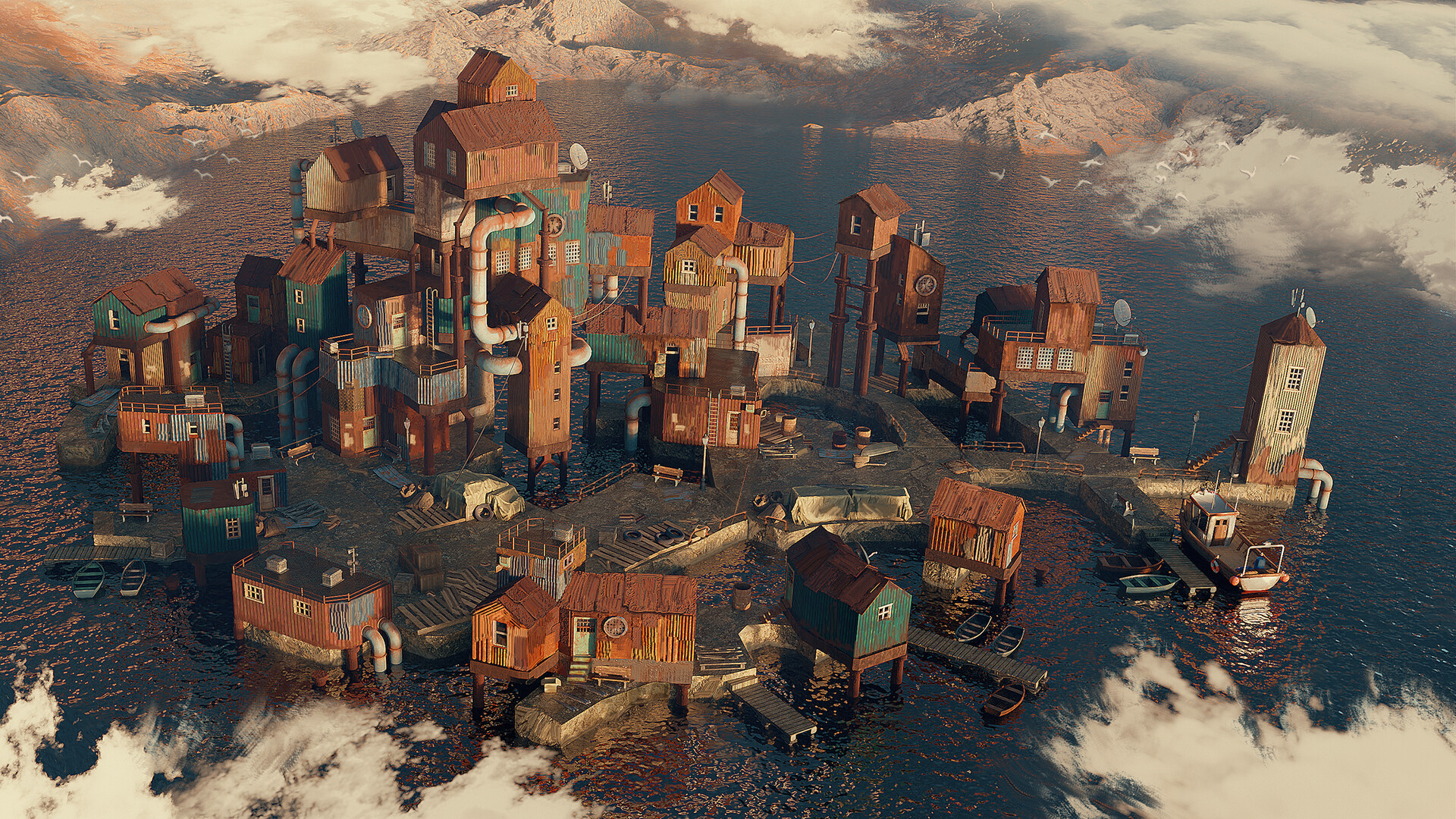 ArtStation Small water town