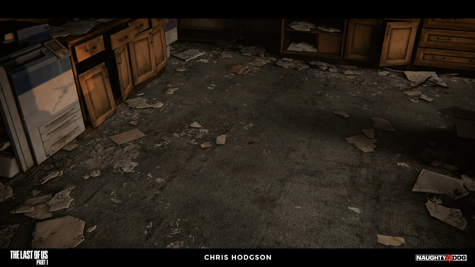 I created this simple carpet material for the Naughty Dog material library. I am only responsible for creating the source material, not the blending, shader creation, or propping in the screenshot.