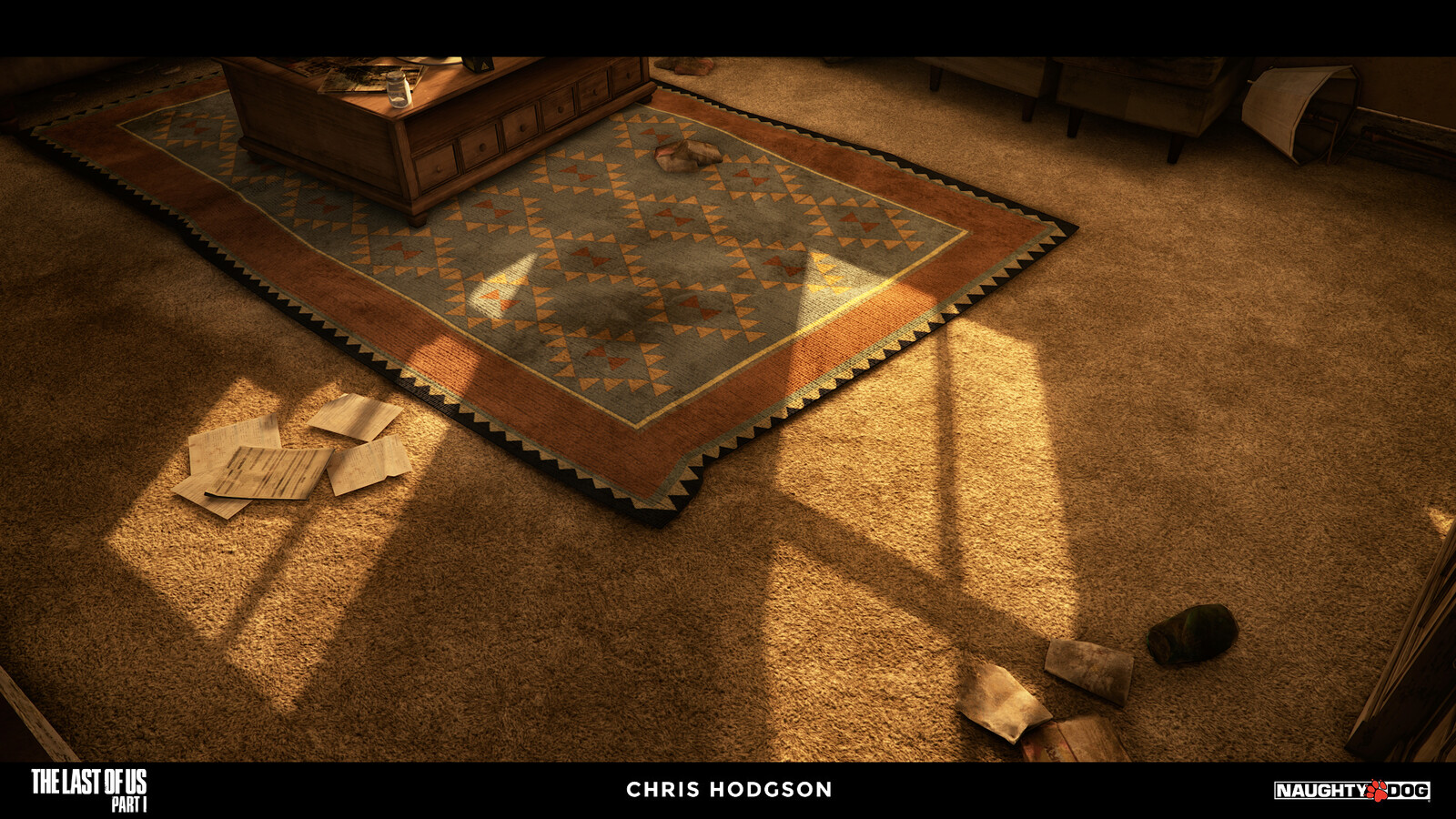 Here is another shot of the simple carpet material. I am only responsible for creating the source material, not the blending, shader creation, or propping in the screenshot.