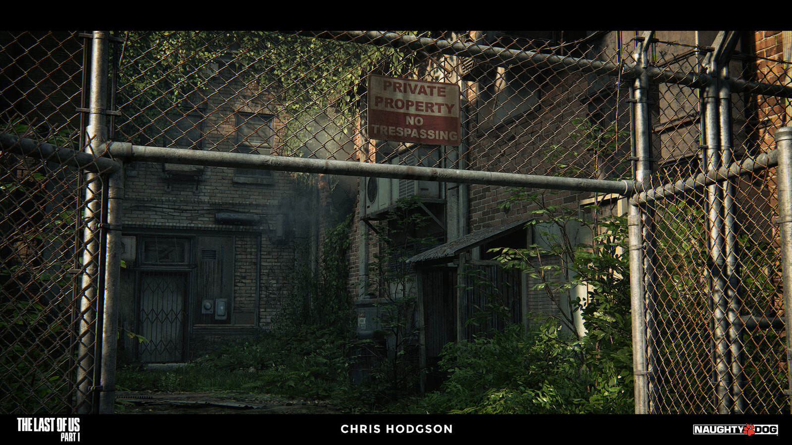 I created this chainlink fence material for the Naughty Dog material library. I am only responsible for creating the source material, not the blending, shader creation, or propping in the screenshot.