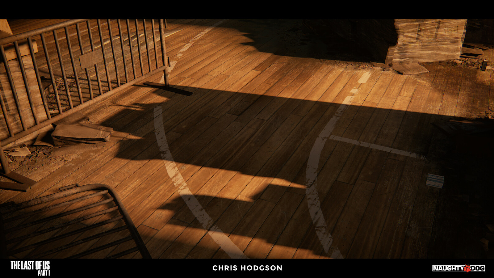 I created this wooden floorboard material for the Naughty Dog material library. I am only responsible for creating the source material, not the blending, shader creation, or propping in the screenshot.