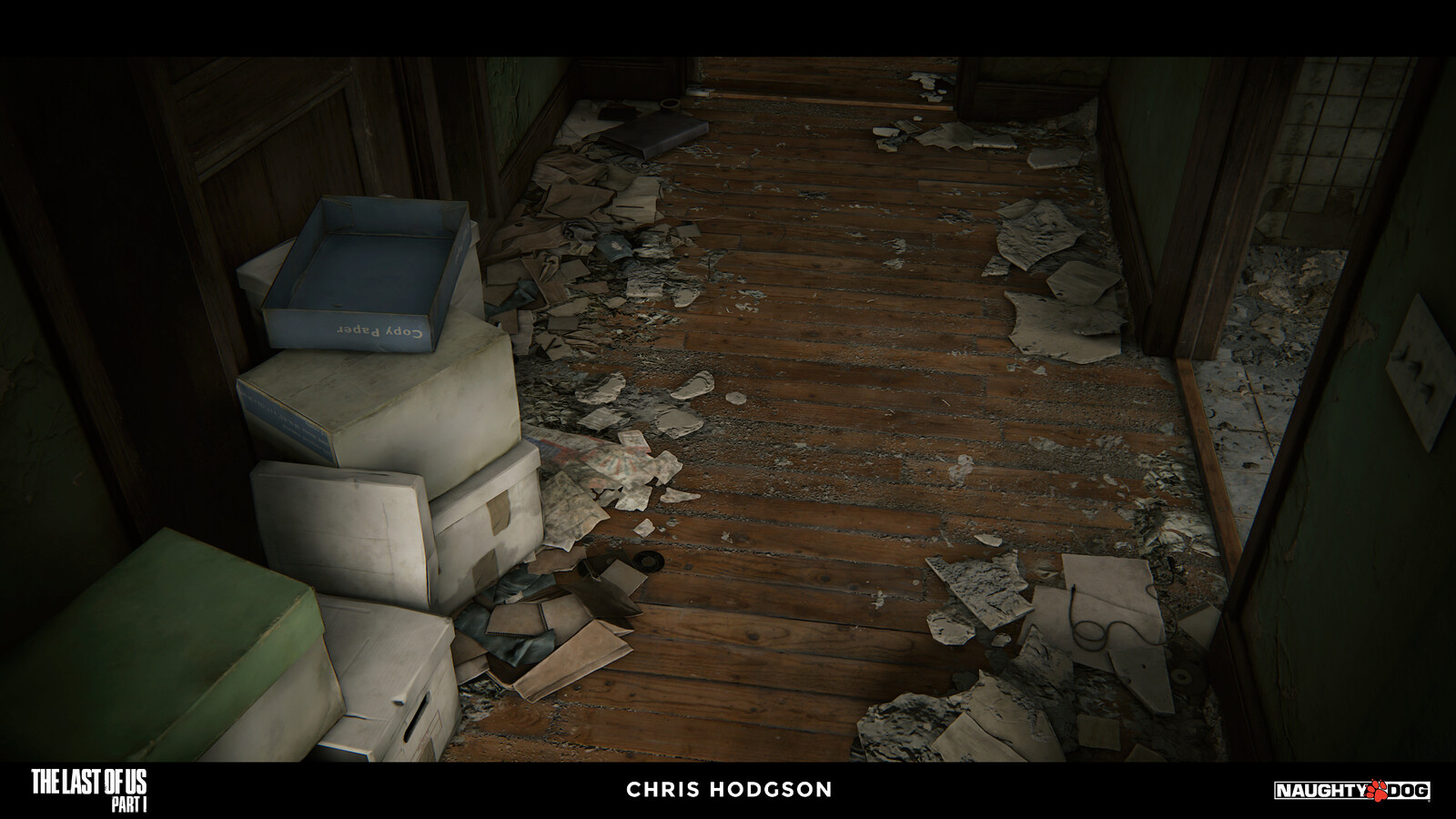 Here is another shot of the wooden floorboard material. I am only responsible for creating the source material, not the blending, shader creation, or propping in the screenshot.